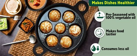 Buy The Indus Valley Super Smooth Cast Iron Paniyaram Pan with Long ...