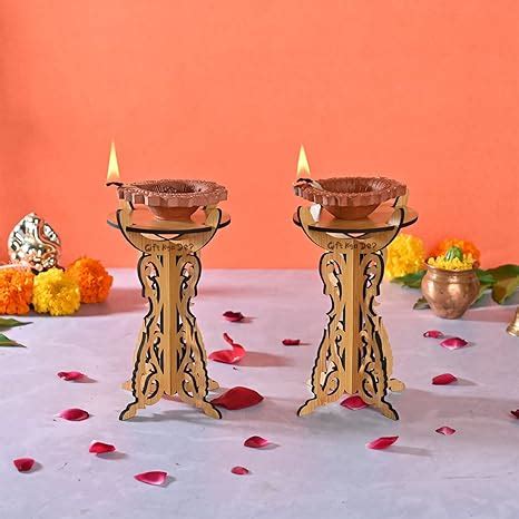 Buy GKD Diya Stand Wooden Traditional Deepam Stand Hand Crafted Diya ...