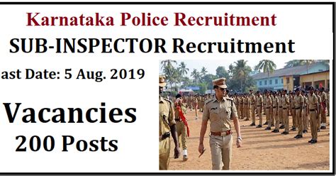 KSP Recruitment for 200 Sub Inspector Posts 2019