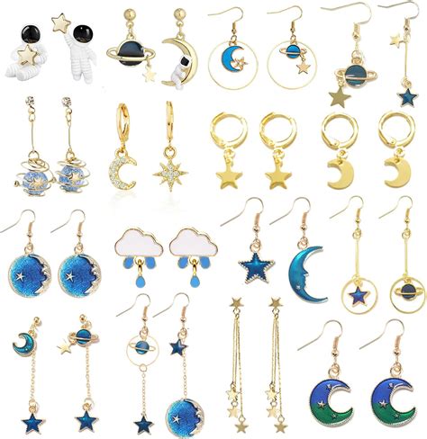 Buy JEWPARK 16 Pairs Moon Star Planet Earring Set for Women Cute Dangle ...