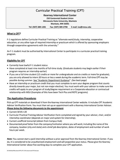 Fillable Online Curricular Practical Training (CPT) Information Fax ...