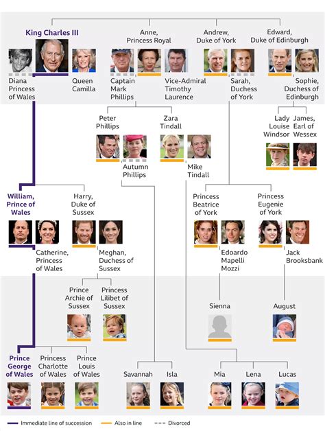 King Charles III immediate family tree and line of succession