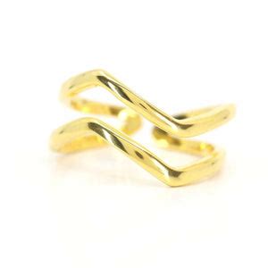 Serene Waves 18K Gold Plated Adjustable 925 Silver Ring