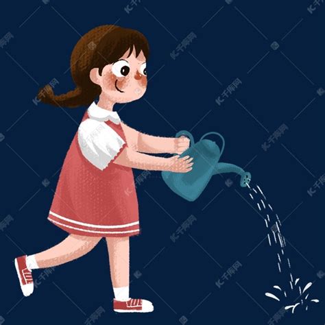 拿着花洒浇水的女孩素材图片免费下载-千库网