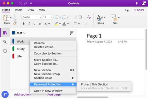 Image result for Lock Pages OneNote