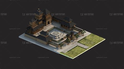 古建秦汉时期建筑-周易馆模型-古代场景模型库-3ds Max(.max)模型下载-cg模型网