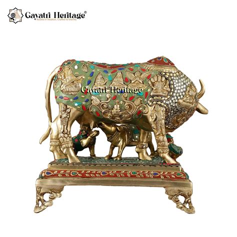 Brass Cow and Calf in Stone Work – Exquisite Religious Décor | Gayatri ...