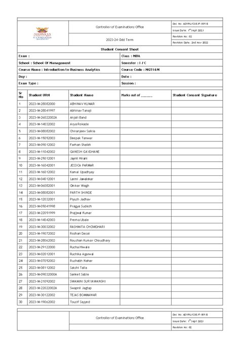 IBA - Controller of Examinations O ffice Doc No: ADYPU/COE/F-005 B ...