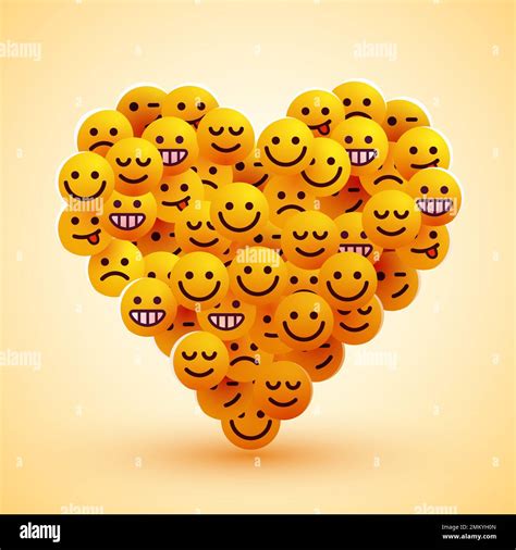 Heart made of emoji balls crowd. Concept of love and friendship. Vector illustration Stock ...