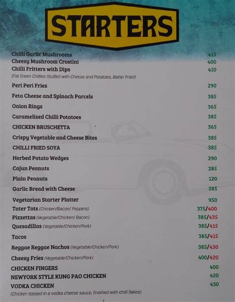Menu at Garage Inc., New Delhi, New Delhi, Uphaar Cinema Complex
