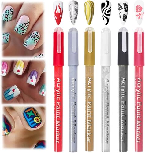 6PCS Nail Art Pens,Nail Varnish Pens,Nail Polish Pens,Nail Art Gra ...