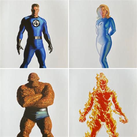 FANTASTIC FOUR Set of 4 Paper Prints by Alex Ross (Unsigned)