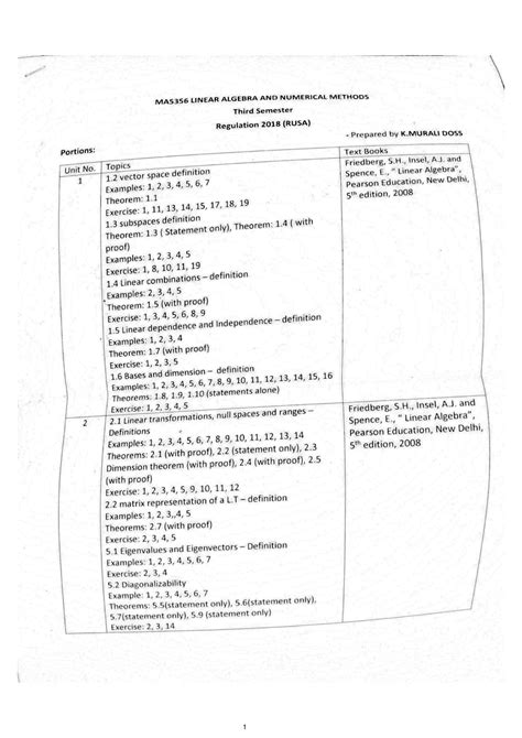 Linear Algebra and Numerical Methods- Questions - Electronics ...