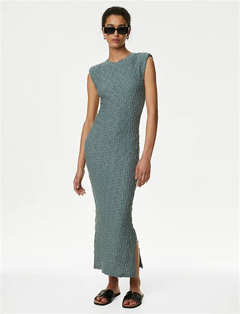 Buy Jersey Textured Midi Bodycon Dress at Marks & Spencer