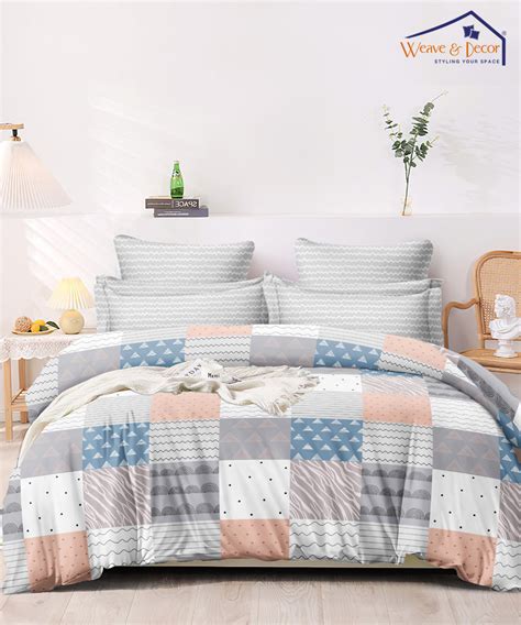 White Abstract Comforter Set with Bedsheet & Pillow Covers – Weave & Decor