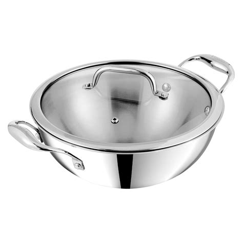 Vinod Platinum Triply Stainless Steel Extra Deep Kadai with Lid – Vinod ...