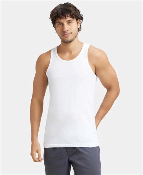 Buy Super Combed Cotton Round Neck Sleeveless Vest - White 8820 ...