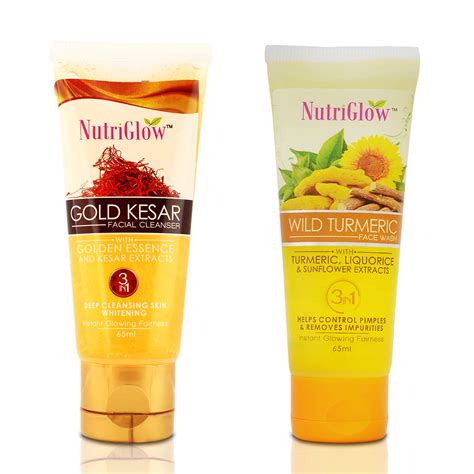NutriGlow Gold Kesar Face Wash And Wild Turmeric Face Wash For ...
