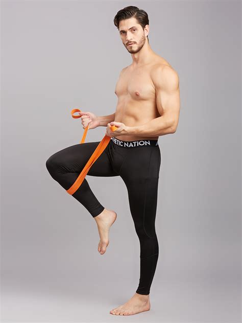 Men’s Compression Tights for Gym & Running | Black Full-Length Legging ...