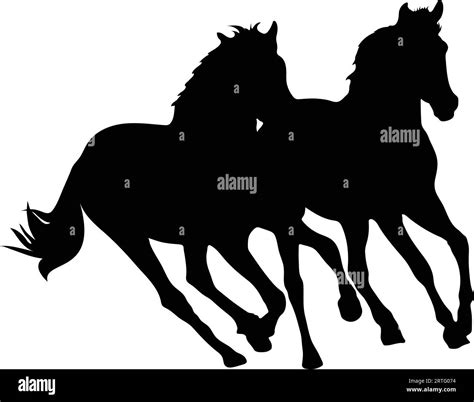 Silhouette Of Running Horses