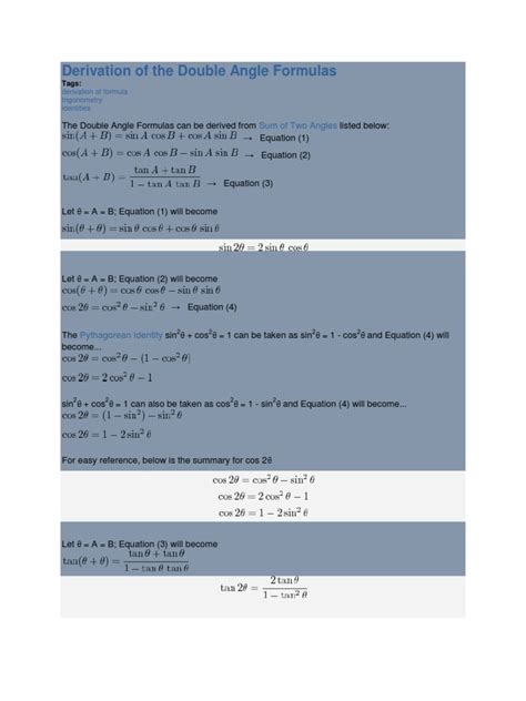 How to Derive Double Angle Formulas a Level 的图像结果