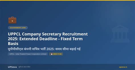 UPPCL Company Secretary Recruitment 2025: Extended Deadline - Fixed ...
