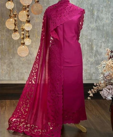 ATHARVA Applique Embroidery Salwar Kameez/Chanderi Cut-Work Shirt & Du ...