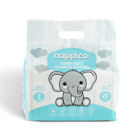 Buy Nappico Ultra Soft Organic Bamboo Diapers | Small (S) Size | For 3 ...