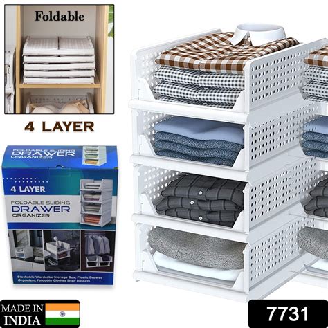 Clothes Organizer 4 layer Drawer for Wardrobe Cupboard Organizer for C ...