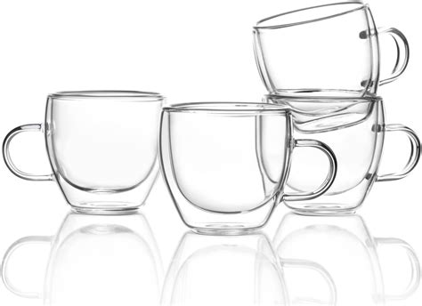 Amazon.com | Rtteri 6 Pcs 6.8 oz Double Wall Glass Coffee Mugs Clear ...