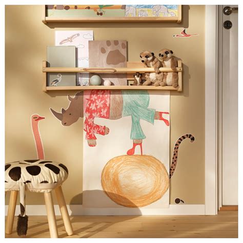SANDLÖPARE decoration stickers, set of 3, multicolour/animals on the ...