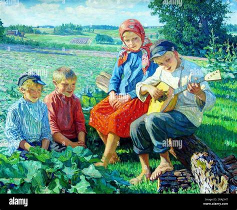 Little Concert with Balalaika 1937 by Nikolay Bogdanov-Belsky Stock Photo - Alamy