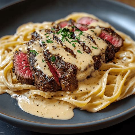 Delicious Spicy Cajun Steak with Creamy Alfredo Pasta Recipe