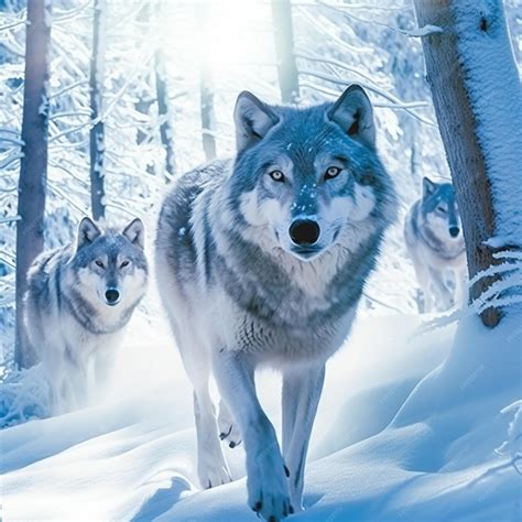 Premium AI Image | A pack of wolves in the snow