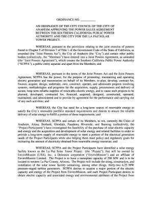 Fillable Online local anaheim ANAHEIM APPROVING THE POWER SALES ...