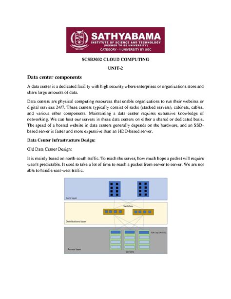 SCSB3032 Cloud Computing: Data Center Components Overview - Studocu