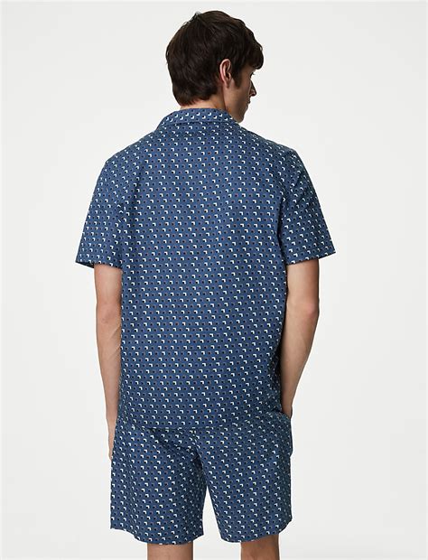 Buy Cotton Rich Geometric Print Pyjama Top at Marks & Spencer