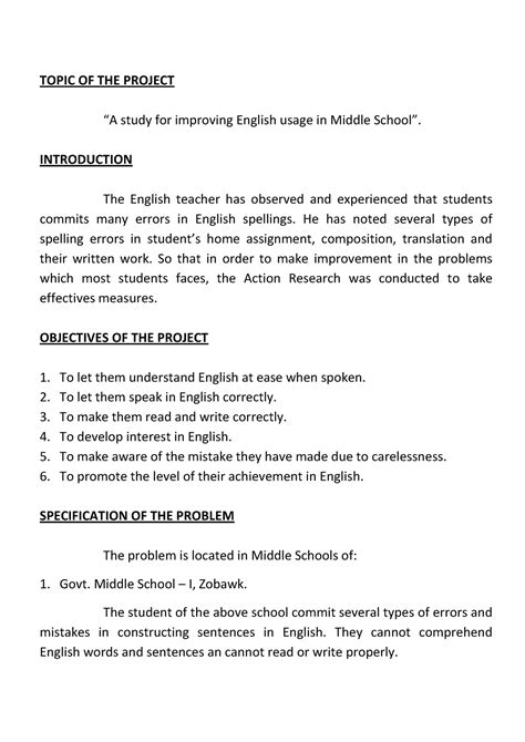 Project work - TOPIC OF THE PROJECT “A study for improving English ...