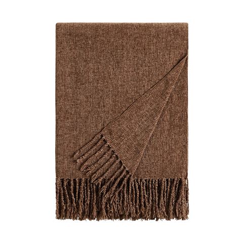 Bourina Chenille Brown Throw Blanket for Couch, Suitable for Adult ...