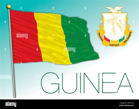 Guinea official national flag and coat of arms, african country, vector ...