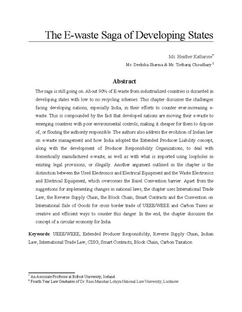 Research Paper Sample - The E-waste Saga of Developing States Ms ...