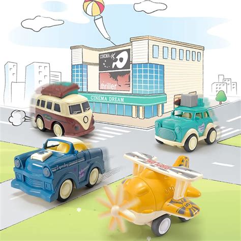 Buy Mini Tudou Diecast Car Toy,Push & Go Vehicle Toy,4 PCS Friction ...