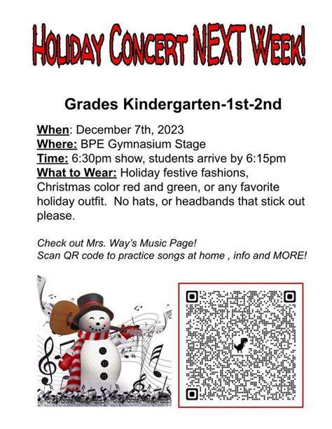BPE Holiday Concert Grades Kindergarten, First and Second, Bemus Point ...