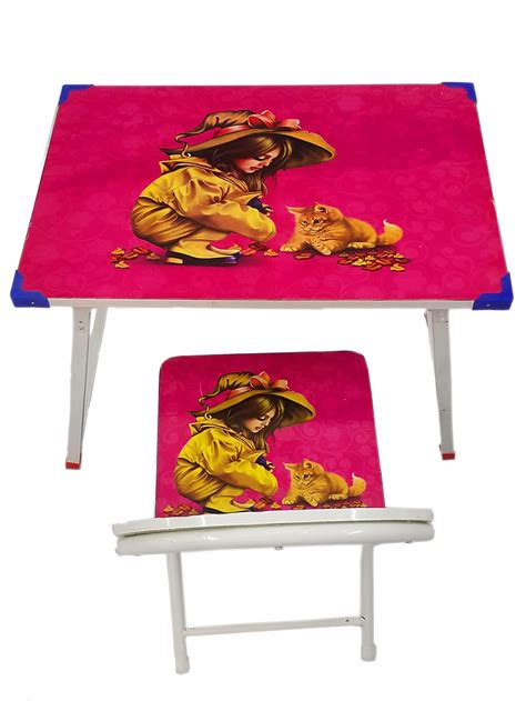 Kids Study & Play Wooden Adjustable Folding Printed Table and Chair Set ...