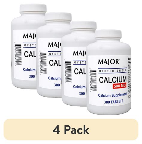 (4 pack) Major Oyster Shell Calcium 500 mg - Daily Calcium Supplement - 300 Tablets - Walmart.com