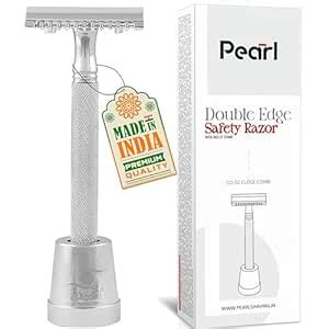 Pearl Shaving Double Edge Open Comb Safety Razor (SS-04) With Stand ...