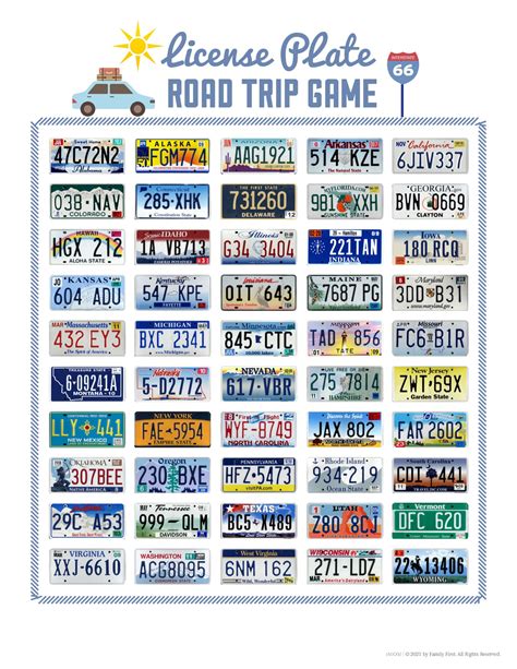 License Plate Game Printable - Printable Free Templates