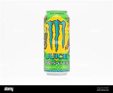 Monster Energy Juice Rio Punch beverage. The can design is inspired by ...