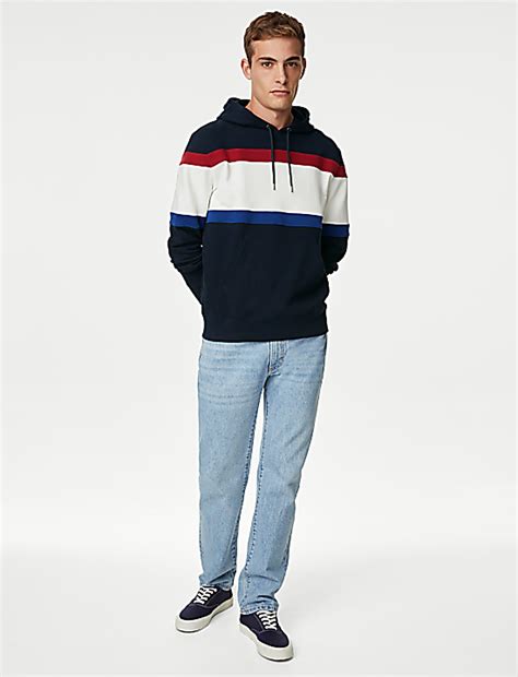 Buy Pure Cotton Colour Block Hoodie at Marks & Spencer
