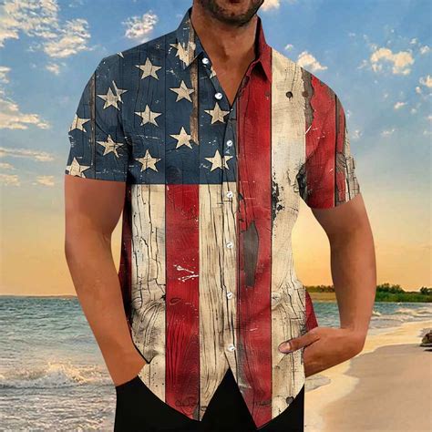 American Flag Shirts Mens Patriotic Shirt Men Red White and Blue Shirts ...